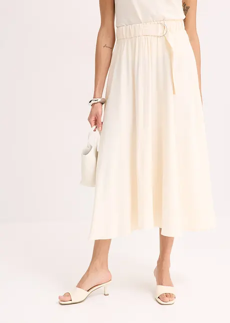 Gonna in twill con tessuto fluente misto viscosa, bonprix