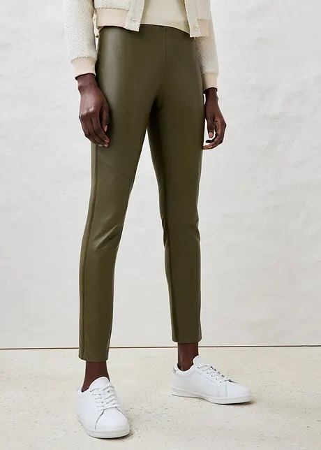 Leggings in nappa di agnello con inserto elasticizzato, bonprix