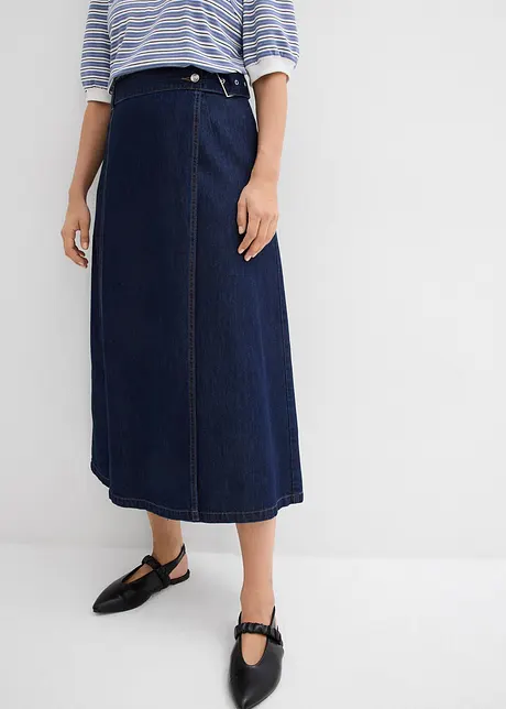 Gonna effetto portafoglio in denim morbidissimo, bonprix