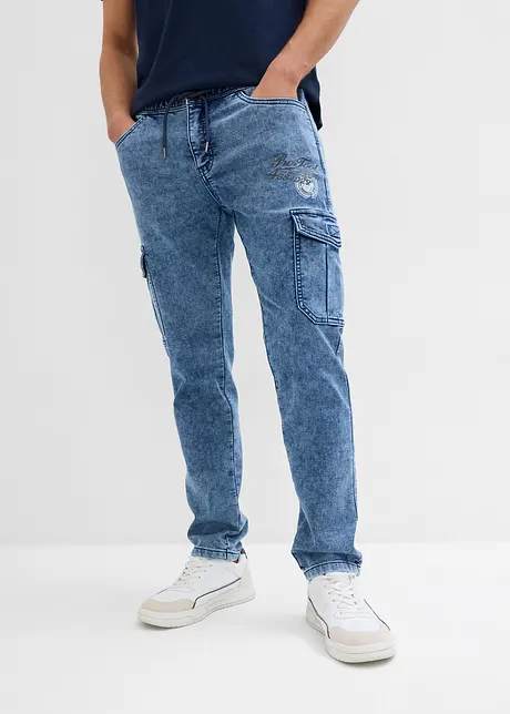 Jeans cargo regular fit con elastico in vita, tapered, bonprix