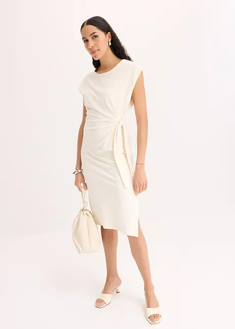 Abito di jersey in misto cotone elasticizzato con nodo al lato, bonprix
