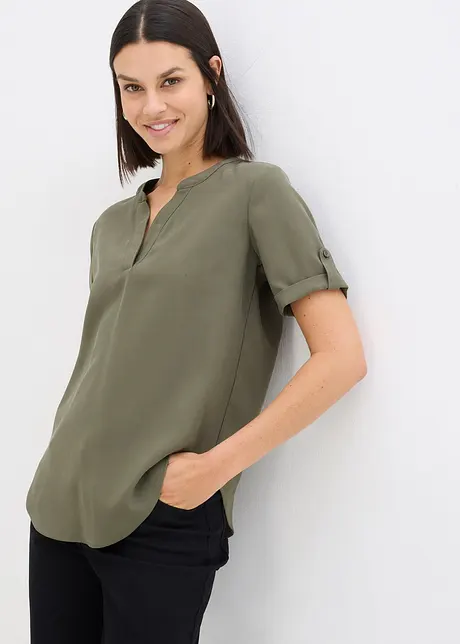 Blusa in misto viscosa fluente con maniche corte, bonprix