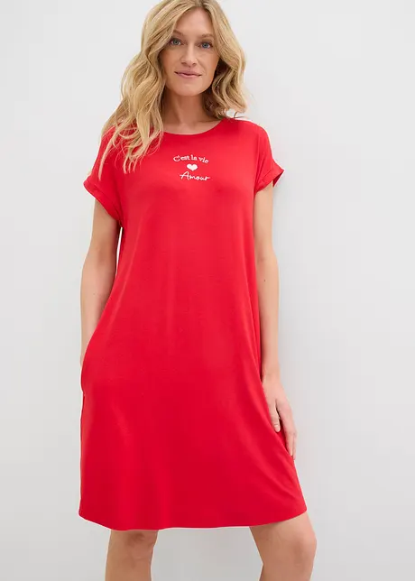 Abito di jersey con ricami in misto viscosa e elastan, bonprix