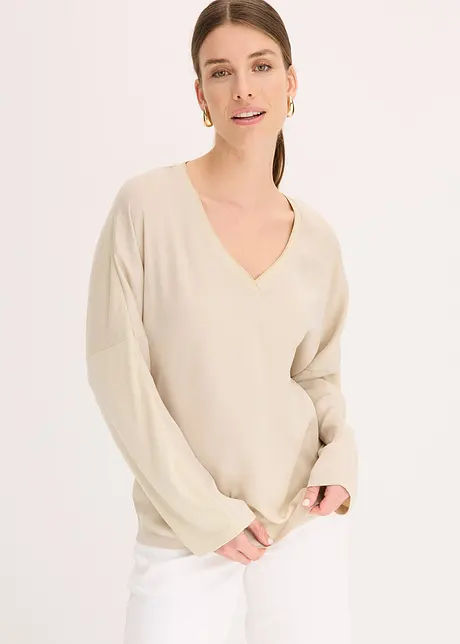 Maglia con maniche a pipistrello e inserto in satin, bonprix