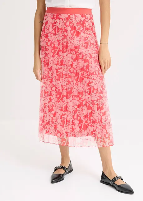 Gonna plissettata in jersey e mesh, bonprix