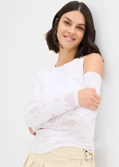 Maglia monospalla con effetto devoré, bonprix