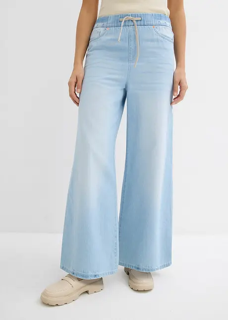 Jeans wide leg con cinta comoda, vita media, bonprix