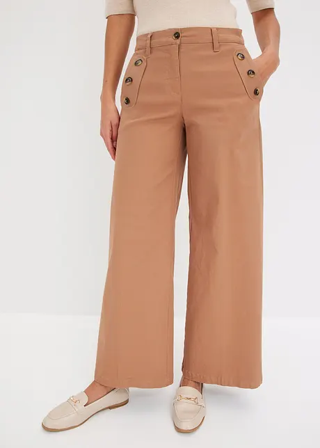 Pantaloni in twill con bottoni decorativi, bonprix