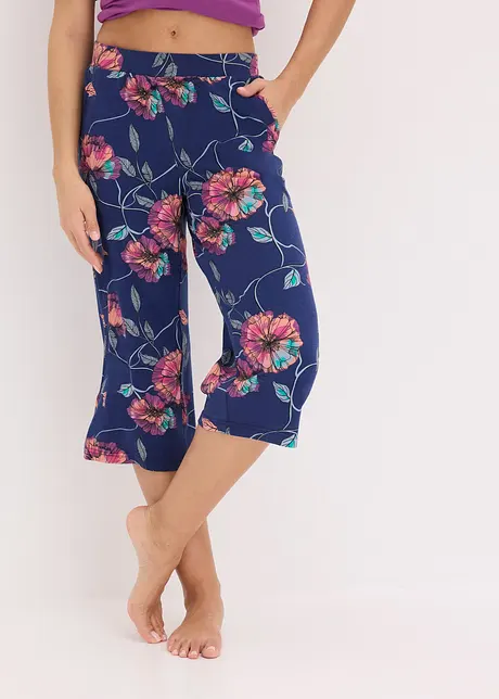 Pantaloni culotte da pigiama in misto cotone e viscosa con tasche, bonprix