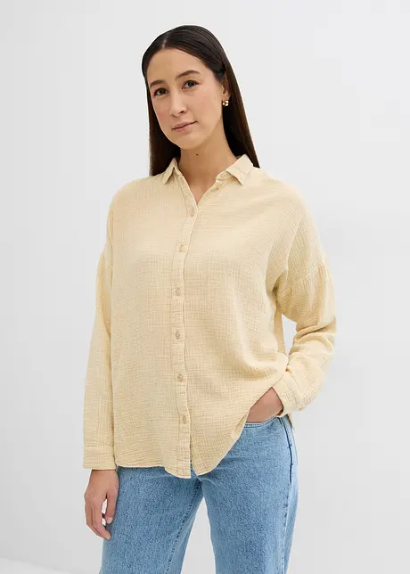 Camicia larga in mussola effetto used, bonprix