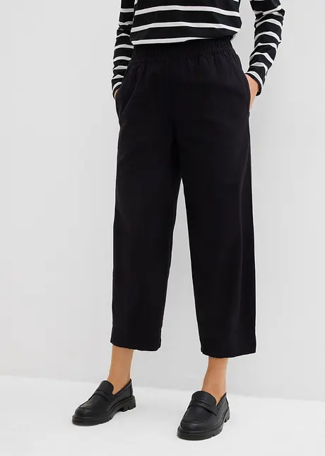 Pantaloni a carota in misto lino e viscosa, lunghezza 7/8, bonprix