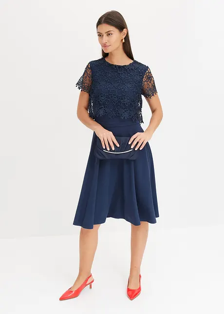 Abito midi con pizzo, bonprix