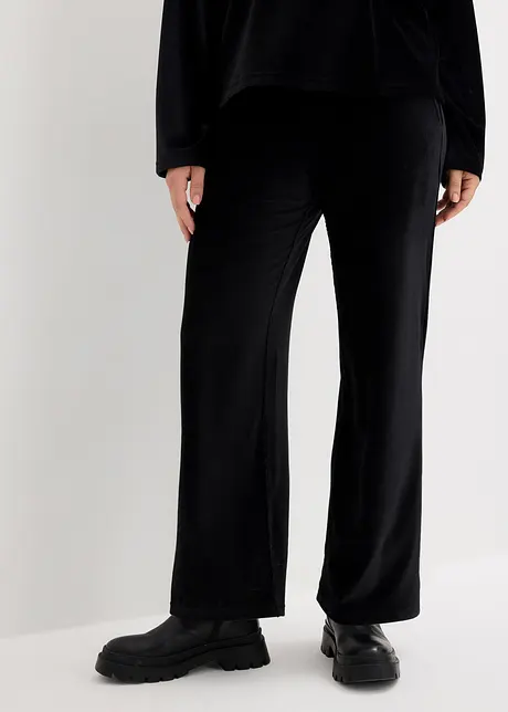 Pantaloni a palazzo in velluto a coste di jersey con cinta comoda, bonprix