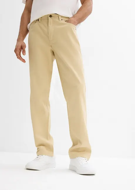 Pantaloni regular fit in twill di puro cotone, straight, bonprix