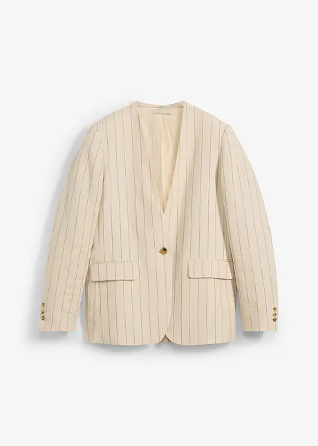 Blazer senza colletto in puro lino, bonprix