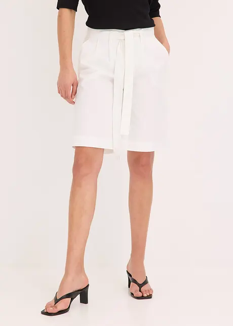 Shorts in twill con cintura da annodare, bonprix