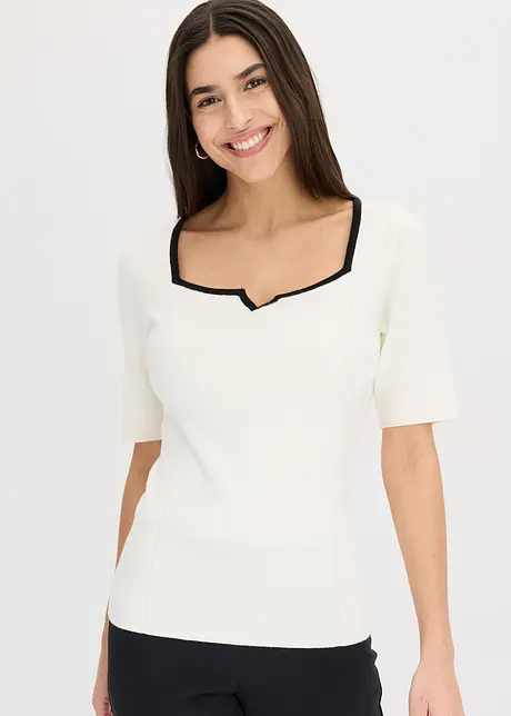 Maglione in filato fine con bordo a contrasto, bonprix