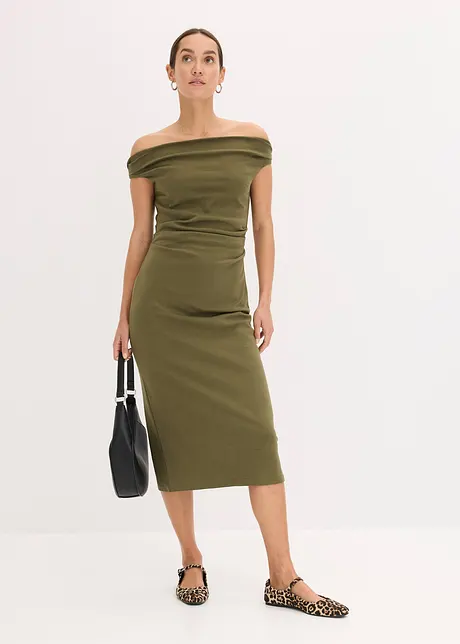 Abito midi con spalle scoperte, bonprix