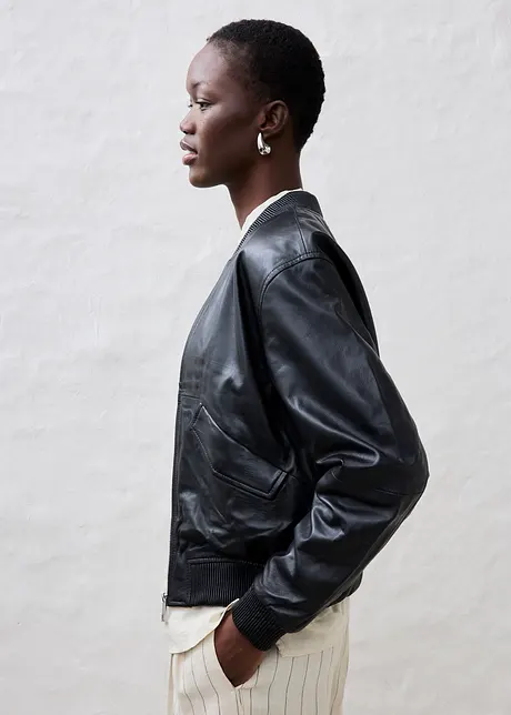 Bomber in nappa di agnello, bonprix