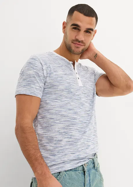 Maglia serafino a maniche corte in puro cotone, bonprix