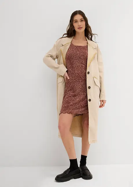 Trench lungo in twill, bonprix