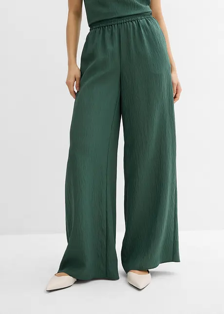 Pantaloni in misto viscosa crinkle strutturato, bonprix