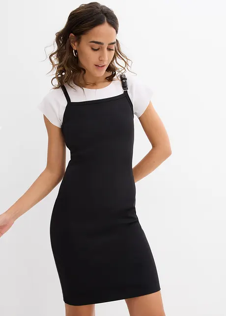Abito con spalline e bordo a contrasto, bonprix
