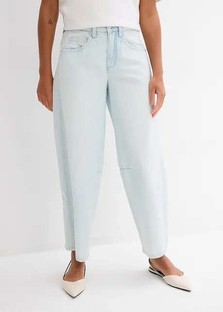 Jeans cropped a palloncino, vita media, bonprix