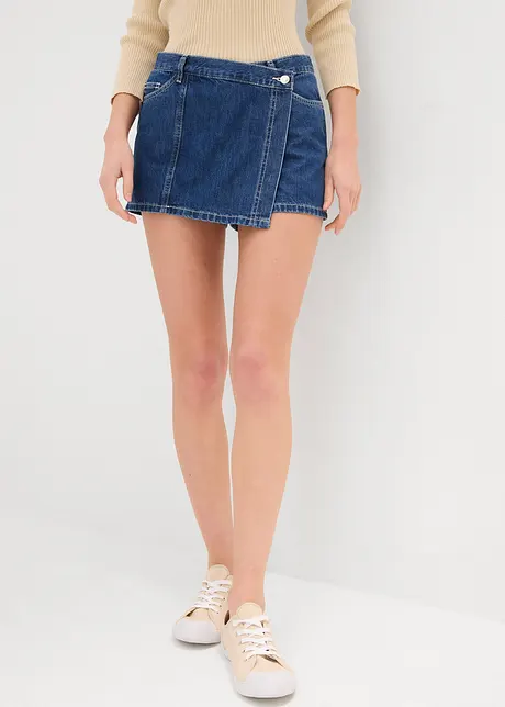 Gonna pantalone in jeans con effetto a portafoglio, bonprix