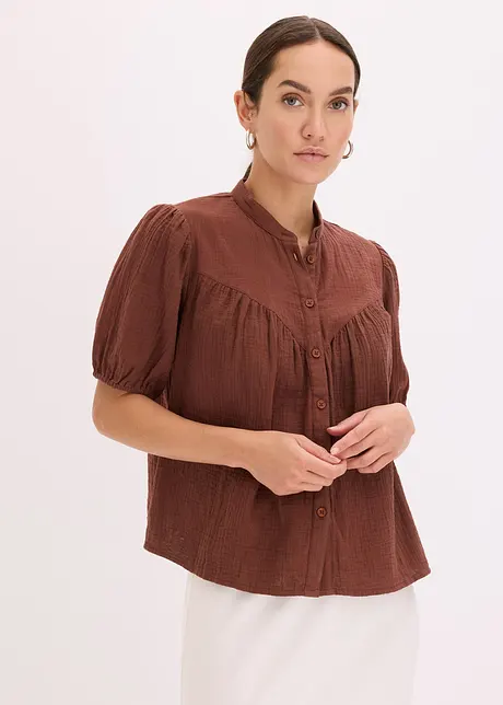 Blusa a maniche corte in mussola, bonprix
