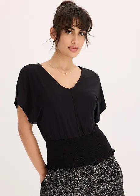 Maglia con fondo smock, bonprix