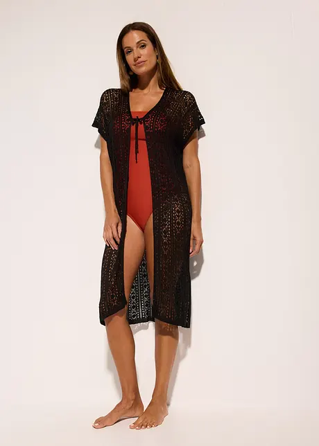 Kimono copricostume in viscosa effetto crochet, bonprix