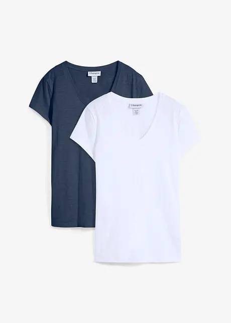T-shirt in puro cotone biologico (pacco da 2), bonprix