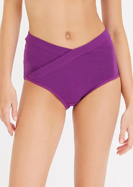 Slip a vita alta dal taglio a V con cotone biologico (pacco da 4), bonprix