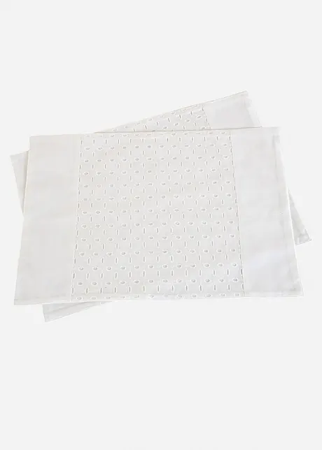Tovagliette americane in cotone biologico con ricami (pacco da 2), bonprix