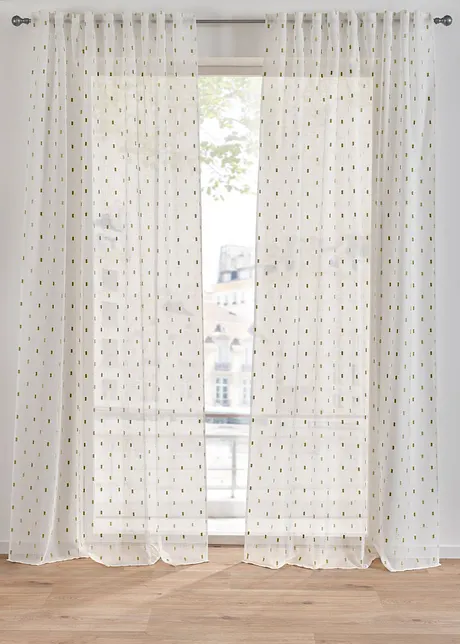 Tenda trasparente con ricamo (pacco da 1), bonprix