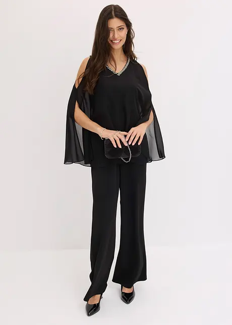 Tuta elegante con mantella e decorazione in strass, bonprix