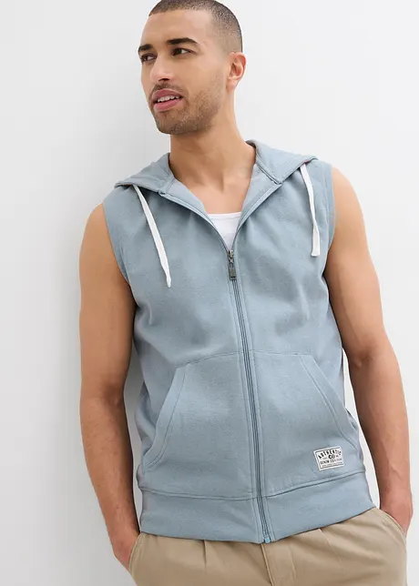 Gilet in felpa con cappuccio in misto cotone morbido, bonprix