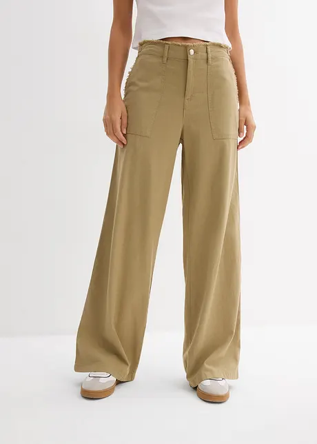 Pantaloni larghi in misto lino fresco, bonprix