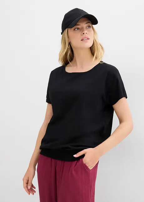 Maglia in filato fiammato di cotone biologico con fascia smock, bonprix