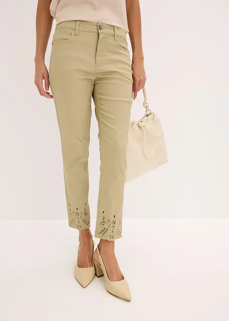Pantaloni elasticizzati con ricami traforati, bonprix