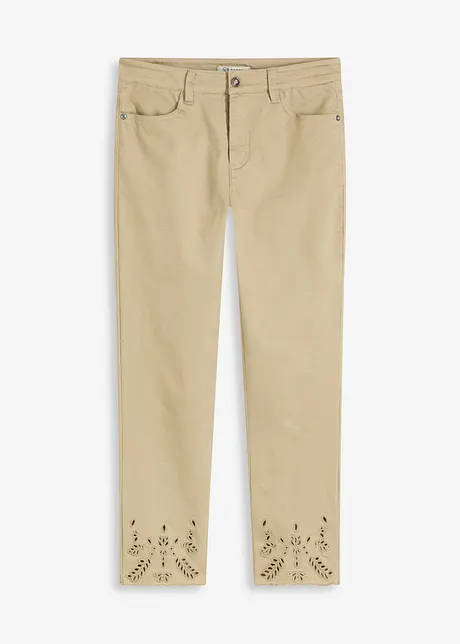 Pantaloni elasticizzati con ricami traforati, bonprix