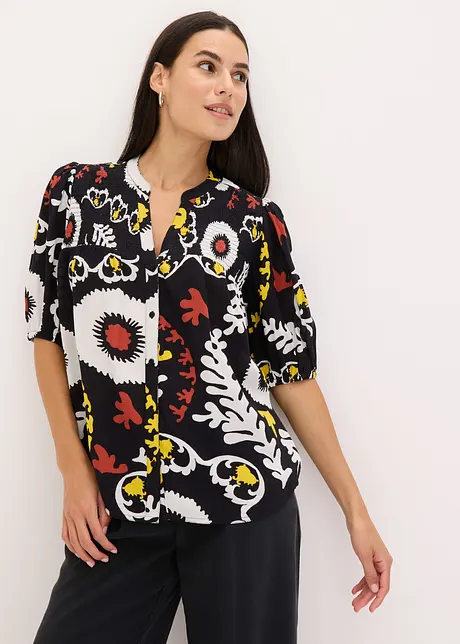 Camicetta a maniche corte con dettaglio smock in viscosa fluente, bonprix