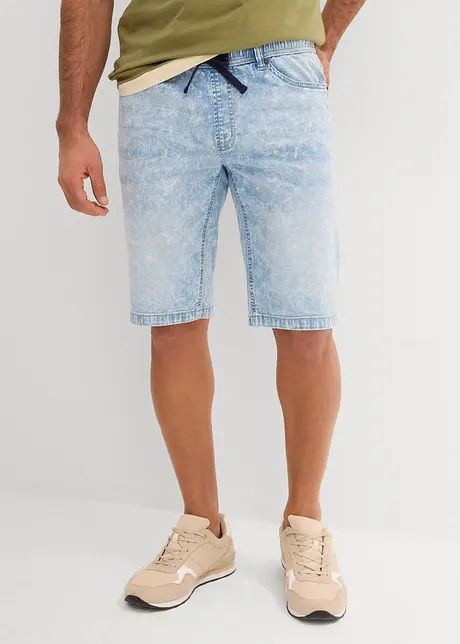 Bermuda elasticizzati in jeans leggero con elastico in vita, slim fit, bonprix