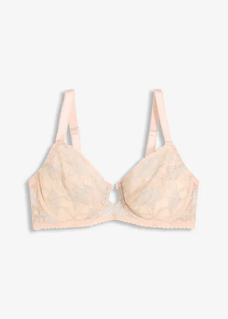 Reggiseno minimizer con ferretto e pizzo oglitterato bicolore, bonprix