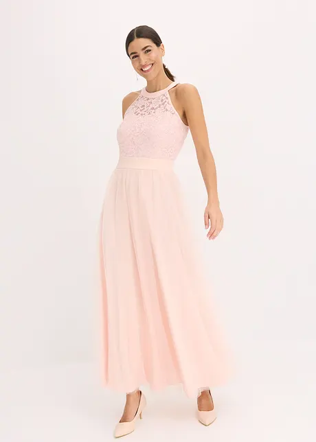Abito lungo con pizzo e gonna di tulle, bonprix