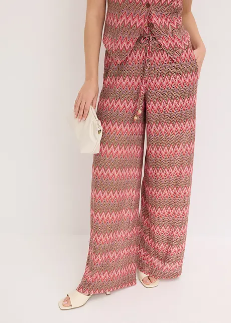 Pantaloni larghi in jersey effetto uncinetto, bonprix