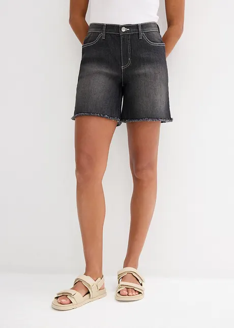 Shorts di jeans elasticizzati, a vita media, bonprix