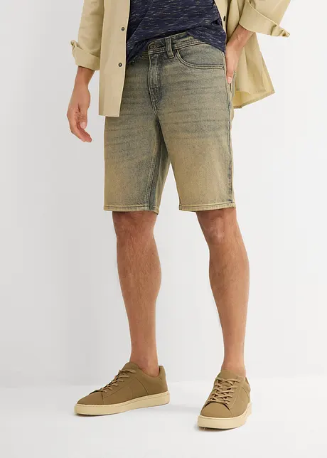 Bermuda in jeans elasticizzati dirty washed, regular fit, bonprix