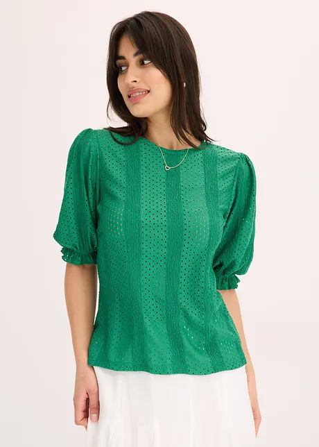 Maglia traforata con volant, bonprix